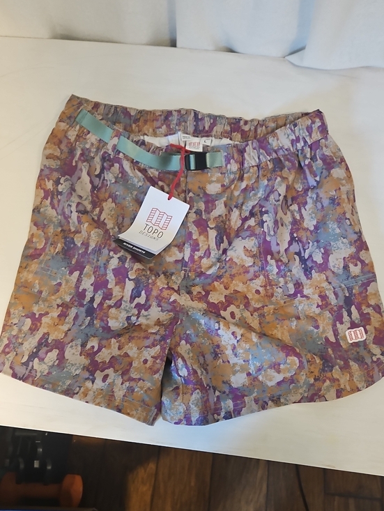 Topo Designs Pants - Topo Designs Purple Tan Blue Camo Trail Shorts